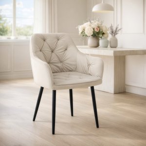 Krzesło obrotowe Julia III velvet beżowe glamour do salonu i jadalni 7