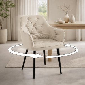 Krzesło obrotowe Julia III velvet beżowe glamour do salonu i jadalni 8