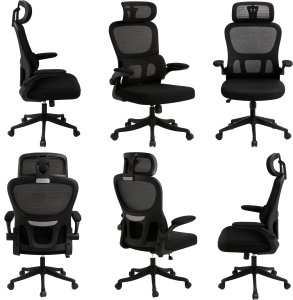 Krzesło ergonomiczne do biura regulowane obrotowe czarne 2