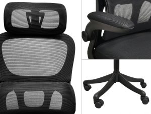 Krzesło ergonomiczne do biura regulowane obrotowe czarne 3