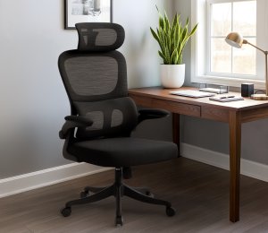 Krzesło ergonomiczne do biura regulowane obrotowe czarne 4