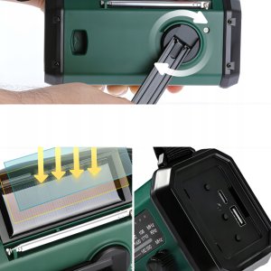 Radio awaryjne solarne AM / FM z SOS z ładowarką USB kompas power bank 20.000mAh XSY-330 4