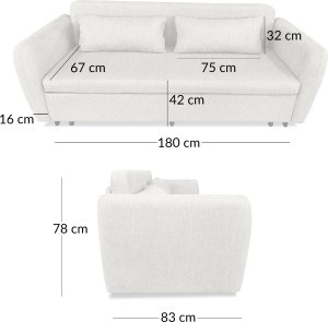 Sofa wypoczynkowa Lily szara szenilowa rozkładana do spania salonu 9