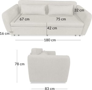 Sofa wypoczynkowa Lily brązowa szenilowa rozkładana do spania salonu 8