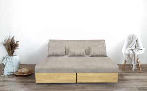 Sofa wypoczynkowa Daisy sztruks beżowa z funkcją spania i pojemnikami 2