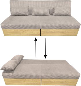 Sofa wypoczynkowa Daisy sztruks beżowa z funkcją spania i pojemnikami 5