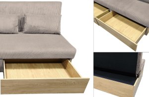 Sofa wypoczynkowa Daisy sztruks beżowa z funkcją spania i pojemnikami 8