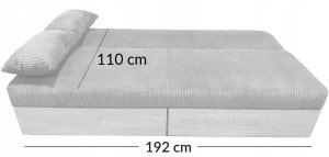 Sofa wypoczynkowa Daisy sztruks szara z funkcją spania i pojemnikami 3