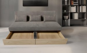 Sofa wypoczynkowa Daisy sztruks szara z funkcją spania i pojemnikami 5