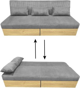 Sofa wypoczynkowa Daisy sztruks szara z funkcją spania i pojemnikami 6