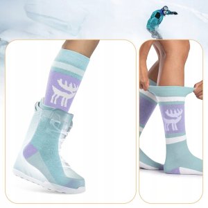 RockBros Skarpetki narciarskie Qunature 037201 rozmiar 37-42 (S/M) - fioletowo-zielone 4