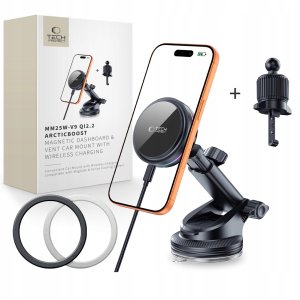 4kom.pl TECH-PROTECT V9 ARCTICBOOST MAGNETIC MAGSAFE DASHBOARD & VENT CAR MOUNT WIRELESS CHARGER 25W QI2.2 BLACK 2