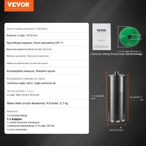 Wiertło diamentowe koronowe 102mm  do betonu cegły głębokość 24cm 2