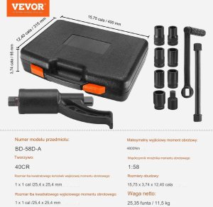 Zestaw Kluczy Dynamometrycznych do Nakrętek Mocujących 8 Gniazd 2