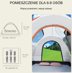 Namiot Kempingowy Samochodowy Przestronny do SUVów  240 x 240 cm 3