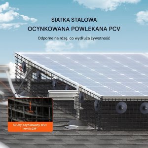 Ochrona paneli słonecznych 20x3048cm siatka PVC 70szt zacisków zwierzęta 3