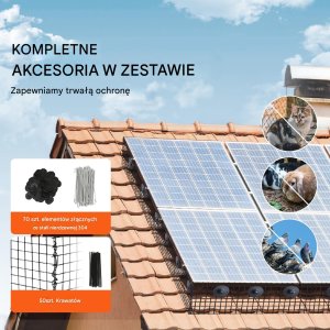 Ochrona paneli słonecznych 20x3048cm siatka PVC 70szt zacisków zwierzęta 4