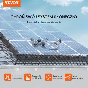 Ochrona paneli słonecznych 20x3048cm siatka PVC 70szt zacisków zwierzęta 7