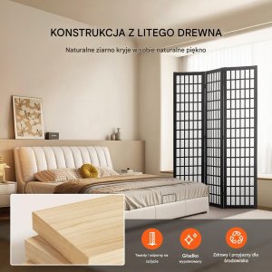 Vevor Japoński Parawan Pokojowy 3-panelowa przegroda dekoracyjna do domu i biura 4