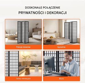 Vevor Japoński Parawan Pokojowy 3-panelowa przegroda dekoracyjna do domu i biura 6