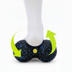 Piłka podwójna do masażu pleców i karku, roller punktowy czarno-niebieski UNIWERSALNY 6