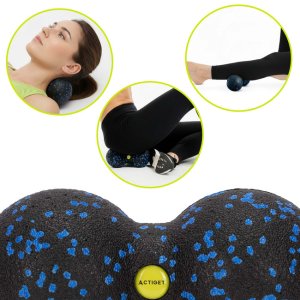 Piłka podwójna do masażu pleców i karku, roller punktowy czarno-niebieski UNIWERSALNY 7