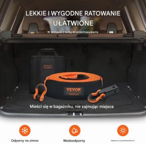 Vevor Taśma holownicza 9m wyciągarka 16T pętla shackle zestaw off-road terenówka 5
