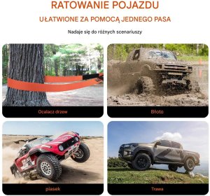Vevor Taśma holownicza 9m wyciągarka 16T pętla shackle zestaw off-road terenówka 6