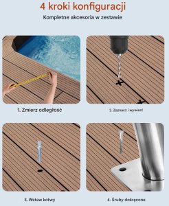 Poręcz basenowa 2 szt. stal nierdzewna 76x76 cm 170 kg montaż schodów basen 12