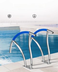 Poręcz basenowa 2 szt. stal nierdzewna 76x76 cm 170 kg montaż schodów basen 3