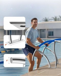 Poręcz basenowa 2 szt. stal nierdzewna 76x76 cm 170 kg montaż schodów basen 4