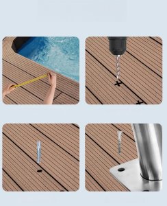 Poręcz basenowa 2 szt. stal nierdzewna 76x76 cm 170 kg montaż schodów basen 6