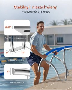 Poręcz basenowa 2 szt. stal nierdzewna 76x76 cm 170 kg montaż schodów basen 10
