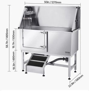 Vevor Wanna groomerska 127 cm stal nierdzewna rampa filtr prysznic drzwi lewe 2