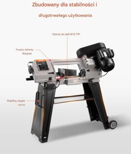 Piła taśmowa do metalu 135x86cm 550W kąt 045 regulacja prędkości warsztat 6
