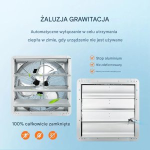 Wentylator wyciągowy 406 mm 1400RPM 2000CFM aluminiowy do garażu/szklarni 6
