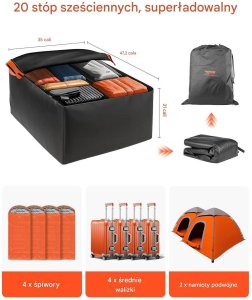 Bagażnik dachowy wodoodporny 566 L 840D z zamkiem  na auta z/bez relingów 4