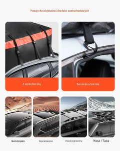 Bagażnik dachowy wodoodporny 566 L 840D z zamkiem  na auta z/bez relingów 6