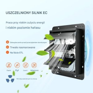 Wentylator wyciągowy 305mm EC 904CFM z regulacją temp/wilg do garażu 5