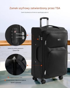 Walizka duża 71cm miękka rozszerzana na kółkach TSA  lekka podróż 5