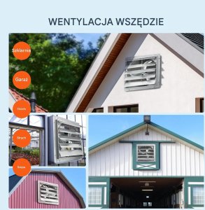 Wentylator wyciągowy 610 mm 1400RPM 2892CFM aluminiowy do garażu/szklarni 7