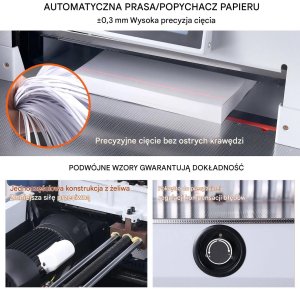 Gilotyna elektryczna 483 mm 80 mm wys. cięcia, panel dotykowy  do biura 5