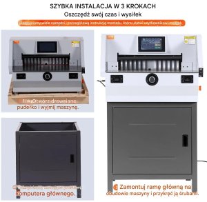 Gilotyna elektryczna 483 mm 80 mm wys. cięcia, panel dotykowy  do biura 7