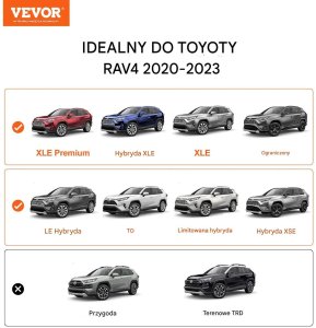 Uchwyty relingi dachowe Rav4 2019-23 aluminiowe z zamkiem 118 kg bagaż 2