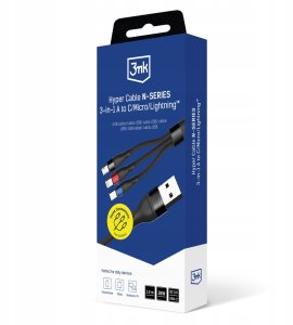 Kabel USB 3mk Hyper Cable N-SERIES 6-in-1 C/A to C/Lighting/Micro 18W 9V/2A QC 3.0 1,2m 8