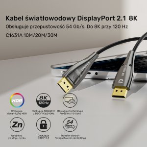 Kabel Unitek DisplayPort - DisplayPort 30m czarny (C1631ABK01-30M) 9