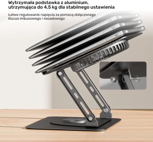 Podstawka chłodząca Unitek Unitek Podstawka chłodząca pod laptopa regulowana 360°, 8''- 17,3'' 11