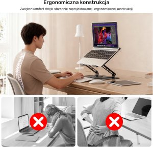 Podstawka chłodząca Unitek Unitek Podstawka chłodząca pod laptopa regulowana 360°, 8''- 17,3'' 8