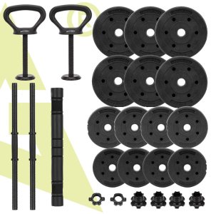 Hantle regulowane 30 kg zestaw obciążeń gryf do treningu siłowego talerze zaciski UNIWERSALNY 18