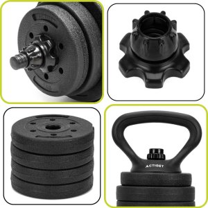 Hantle regulowane 30 kg zestaw obciążeń gryf do treningu siłowego talerze zaciski UNIWERSALNY 25